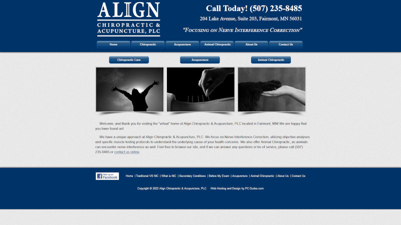 Align Chiropractic website screenshot