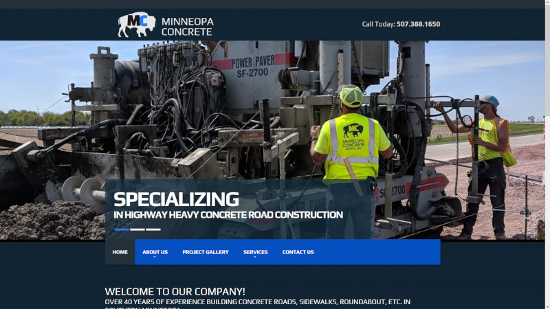 Minneopa Concrete website screenshot