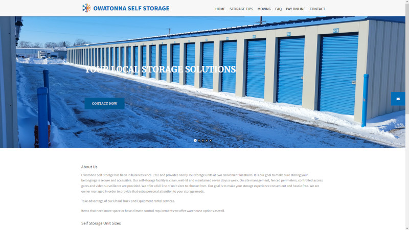 Owatonna Self Storage website screenshot